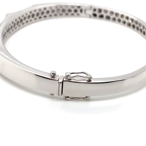 14K White Gold Baguette Diamond Bangle Bracelet (1.99 CTW) - Picture 3 of 4